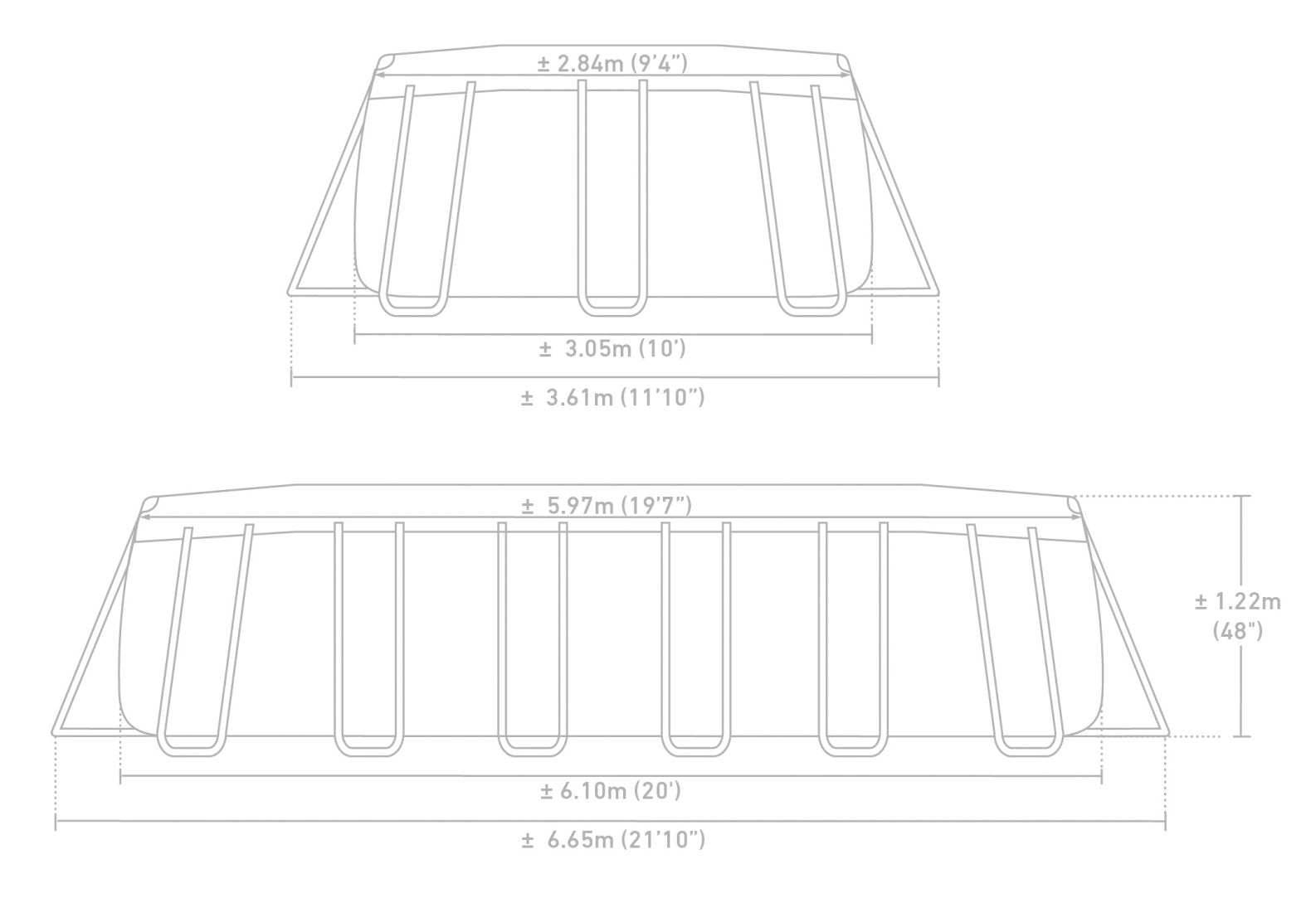 Каркасний басейн Intex Prism Frame Oval 6,10 м × 3,05 м × 1,22 м
