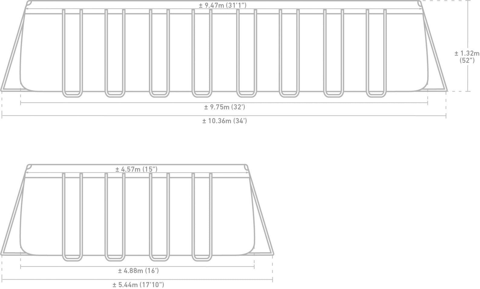 Каркасний басейн Intex Ultra XTR Rectangular Frame 9,75 м × 4,88 м × 1,32 м